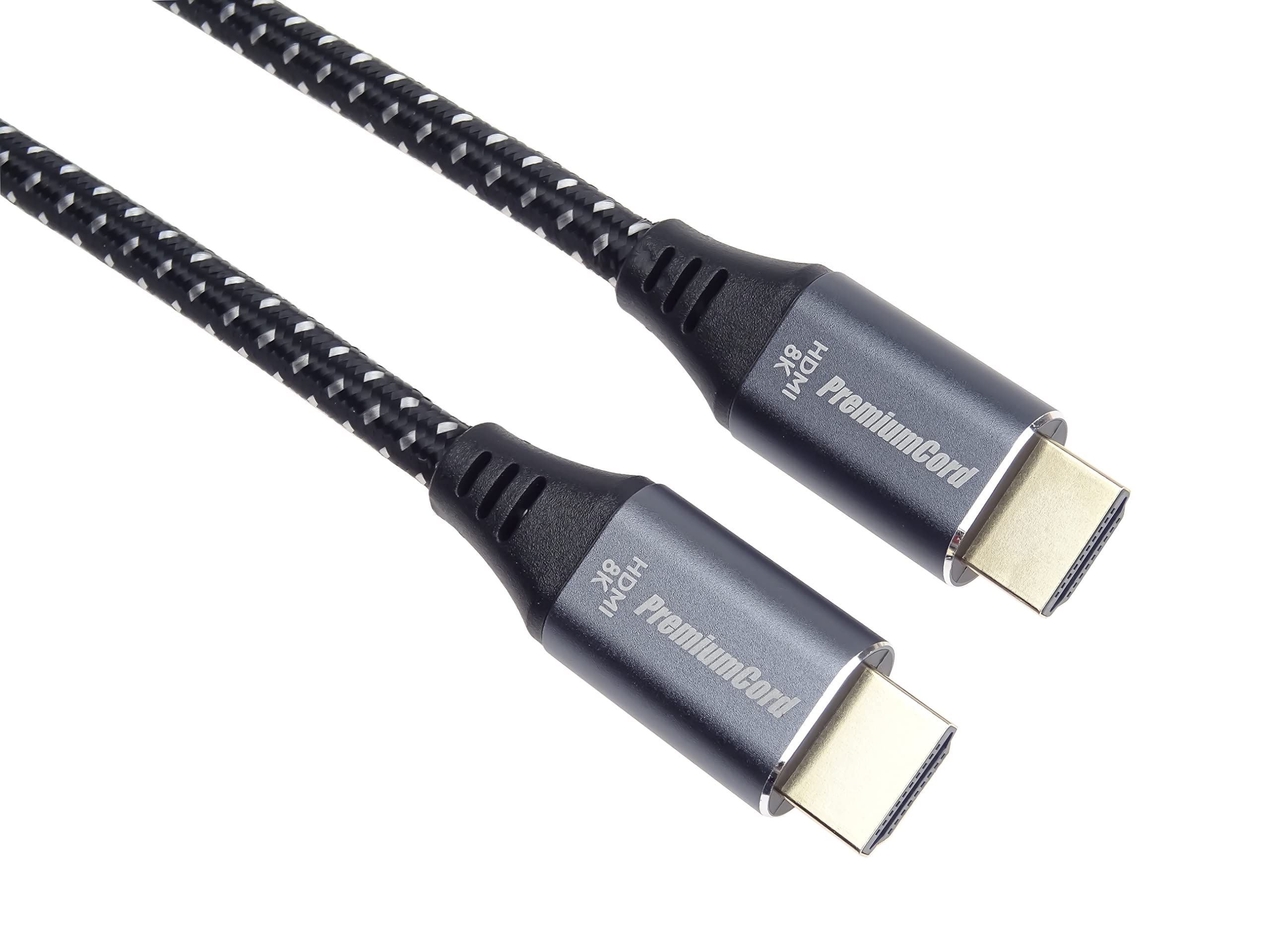 PremiumCord 8K Ultra High Speed HDMI 2.1 Cable M/M 48Gbps with Ethernet, Video Resolution 8K @ 60Hz, Deep Colour, 3D, EDID, ARC, HDR, 3X Shielded, Textile Cable Braid, Gold-Plated, Length 2 m
