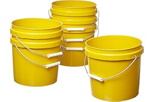 Consolidated Plastics 2 Gallon Food Grade Buckets, BPA Free Container Storage, Durable HDPE Pails, Made in USA (6 Pack, Yellow) - NO LIDS
