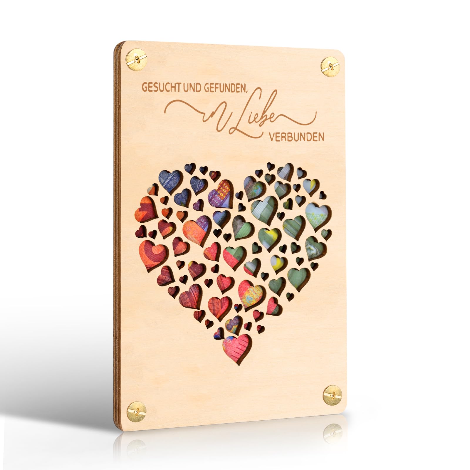 Xinkfir Wedding Gift for Bride and Groom, Wooden Wedding Card, Original Wedding Money Gifts Packaging, Personalised Wooden Greeting Card in Small Form, Congratulations Card Money Gifts (Wood Colour)