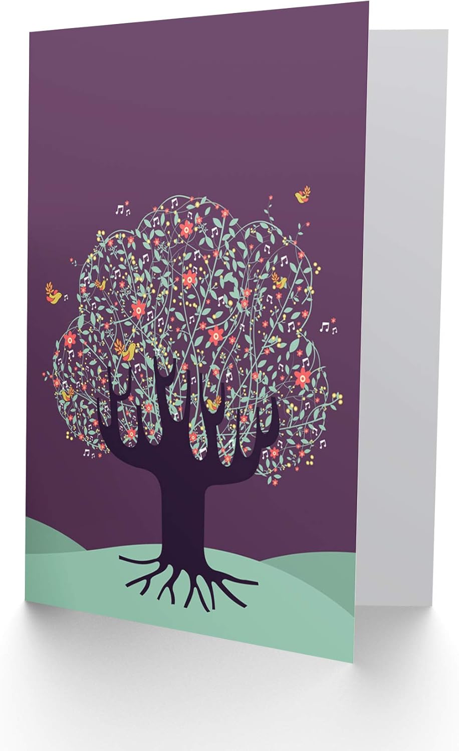 Wee Blue Coo TREE BIRDS MUSIC NOTES PURPLE SKY BLANK GREETINGS BIRTHDAY CARD ART, 17.5 x 12.5 cm - Image 3