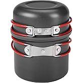 Bulin Camping Cookware Mess Kit, Nonstick Backpacking Cooking Set, Outdoor Cook Gear for Family Hiking, Picnic, Black, 3PC