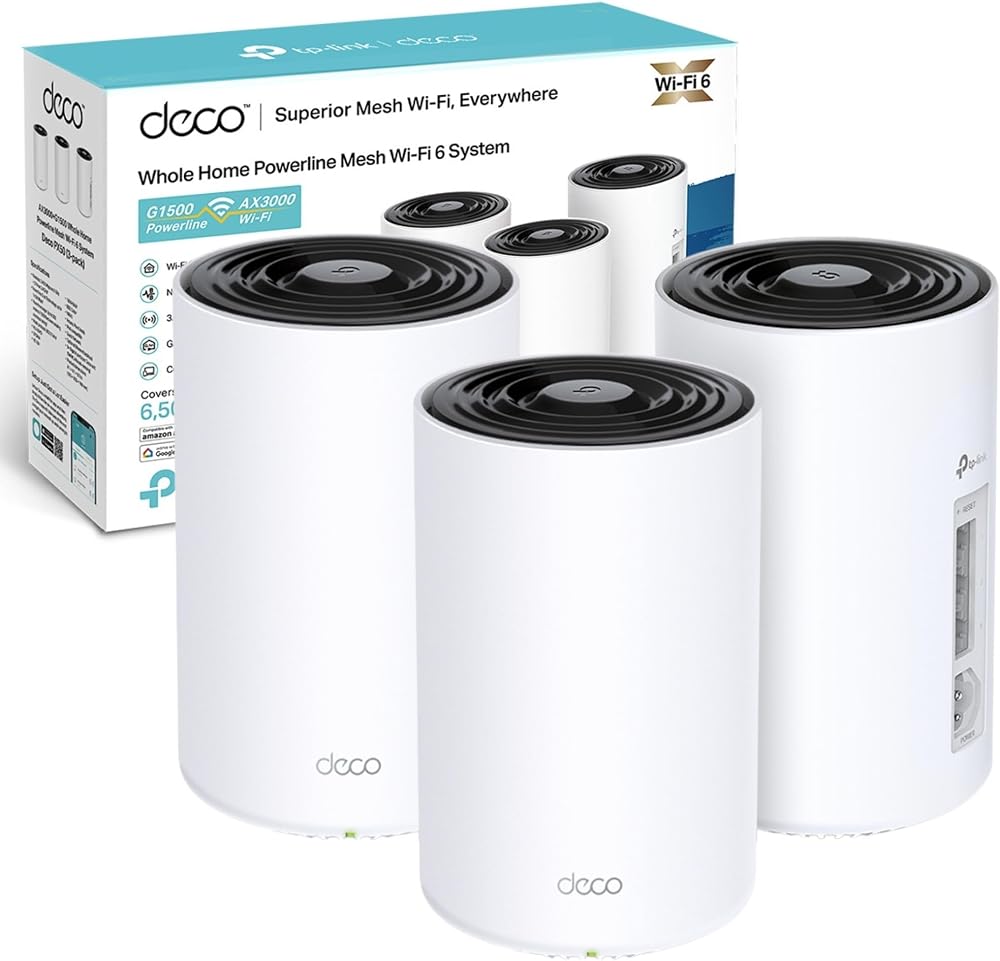 TP-Link Deco PX50 3-Pack AX3000 WiFi 6 Mesh System Powerline Extender G.hn