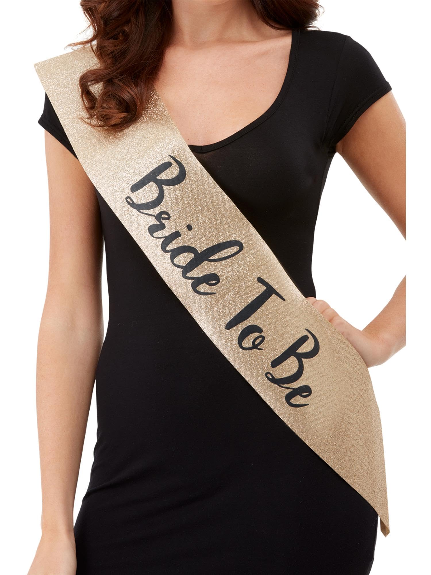 Deluxe Glitter Bride To Be Sash, Gold & Black