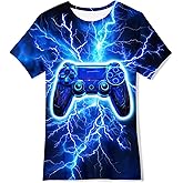 Boys Girls Neon Shirt Short Sleeve Cool 3D Graphic Print Neon Game Summer Tees Tops for 8-12 Years