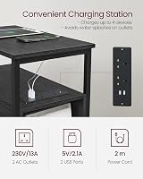 VASAGLE Slim Side Table with Charging Station Charcoal Grey Black LET326B22 view 3