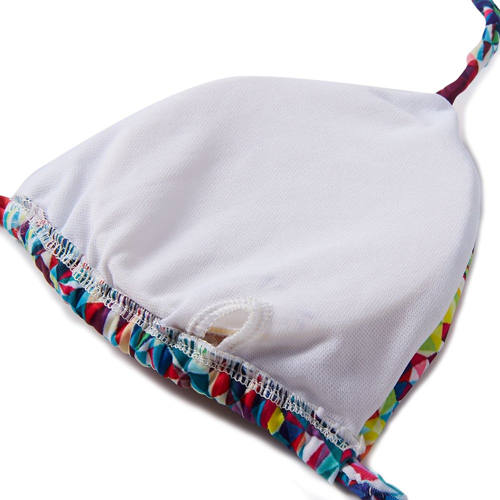 TUONROAD Women’s 2 Pcs Triangle Padding Bra Top High Leg Cut Bottoms Sexy Thong Bikini Set 3D Printed Push up Halter Swimwear Bikini Beachwear Bandage Bathing Suit Red-Heart X-Large