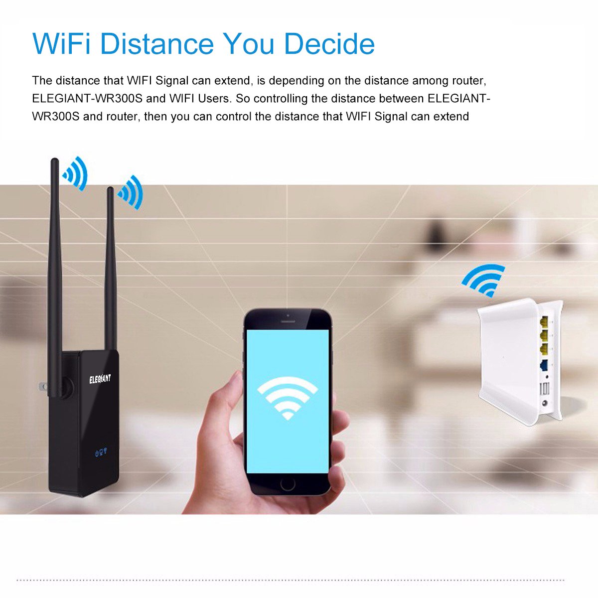 WiFi Range Extender, ELEGIANT 300Mbps Wireless WiFi