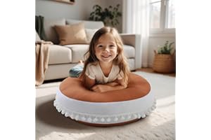 Kishome Large Floor Pillow Kids Round Floor Cushion Seating, 20 inches Big Circle Pillow, Round Floor Pillows Seating for Children, Oversized Mat for Reading Nook Teepee Playroom Nursery, Brown