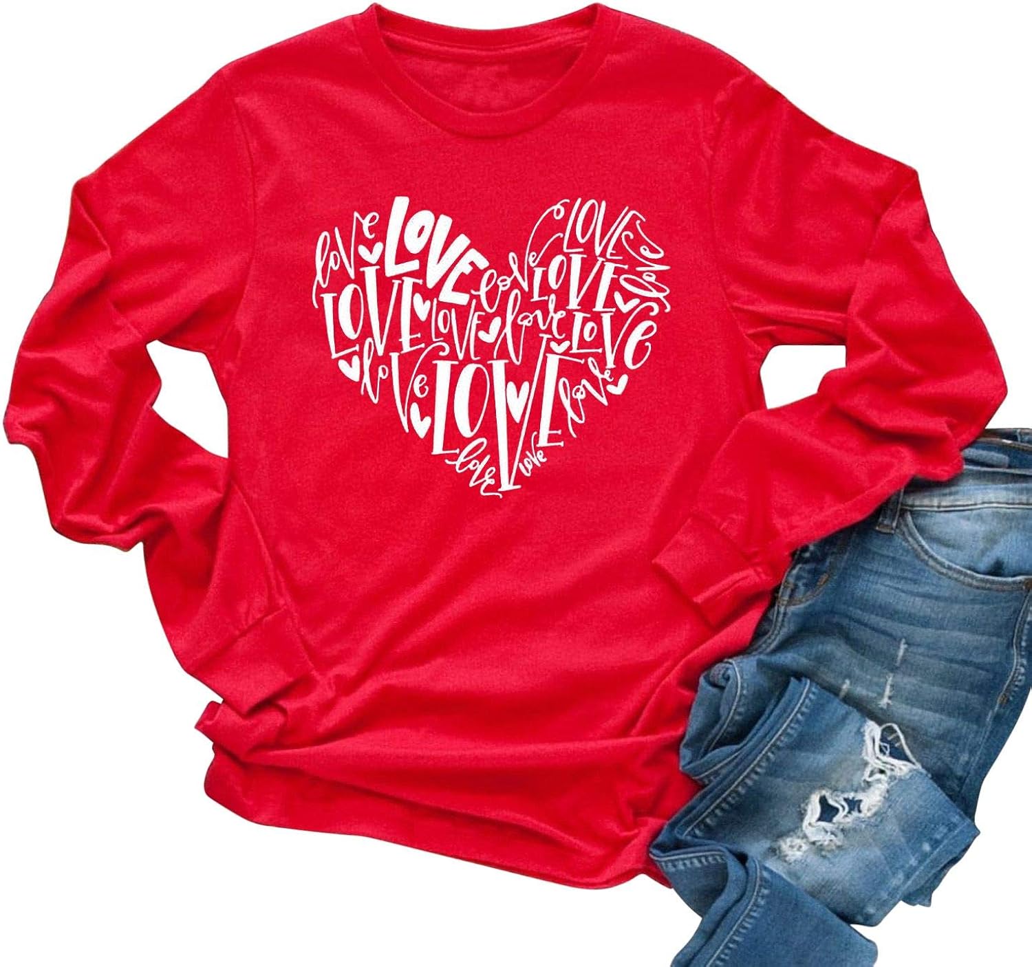 red long sleeve graphic tee