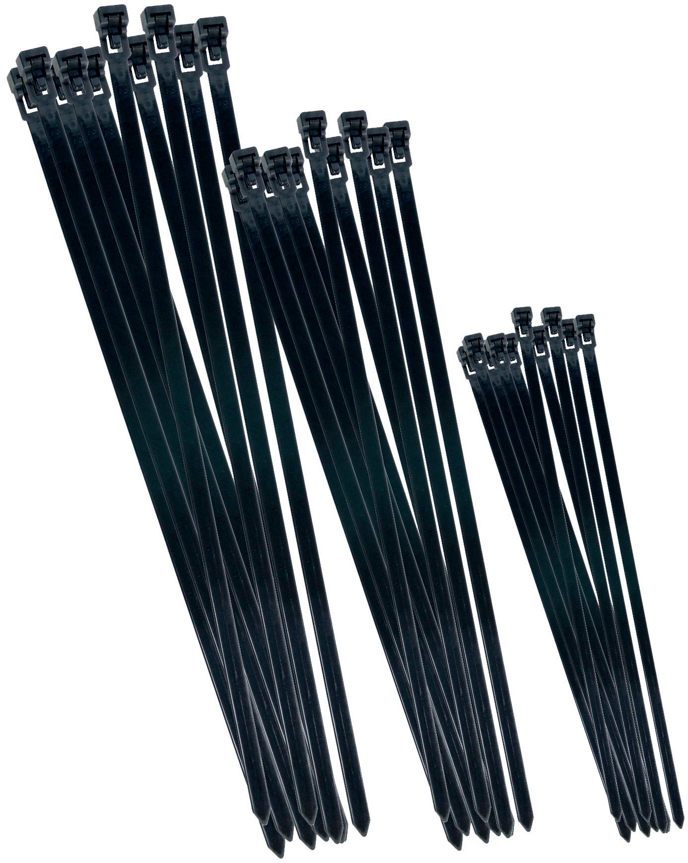 Werkzeyt cable tie assortment - black - various sizes in a set - 75 pieces - reusable - polyamide - UV-resistant / cable tie set / cable connector / B20451