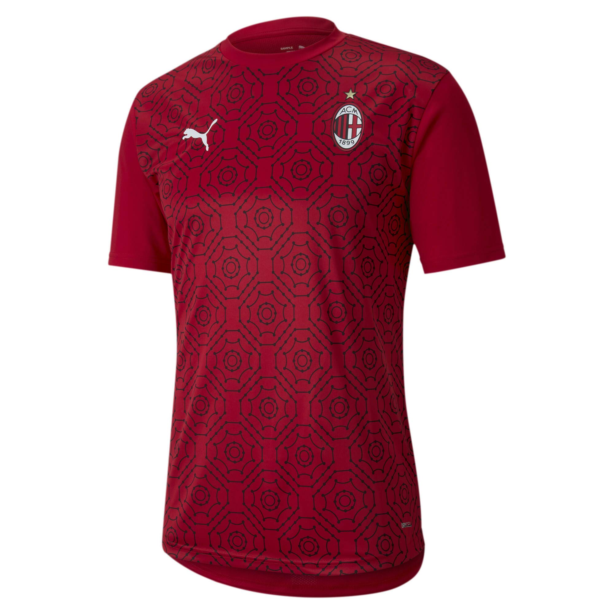PUMA Men's AC Milan Season 20/21 Stadium Home Jersey, Tango Red Black, Small