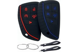REPROTECTING Silicone Rubber Key Fob Cover Compatible with 2025-2022 Chevy Chevrolet Silverado 1500 GMC Sierra 1500, 2025 2024 Silverado Sierra 2500HD 3500HD (Black/Blue Black/Red)