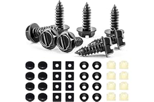 8 Sets Premium Stainless Steel License Plate Screws Kit, Rust-Proof & Anti-Rattle License Plate Bolts(Black)