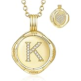 Auspicious Cheerful Gold Initial Necklace for Women - 14K Gold Plated Heart Necklaces, Double Rotating Letter Pendants, Personalized Women’s Jewelry, Birthday Gifts, Christmas Valentines Day Present