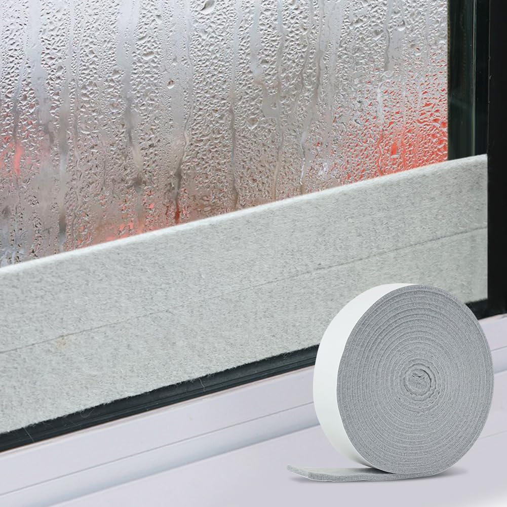 FuKuEn Window Condensation Absorb Strips for Windows Moisture Absorbing Tape Grey Drip Strips for Window Sills 3cm*4m