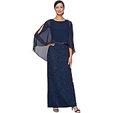 S.L. Fashions Womens Long Mother of The Bride Column Dress with High Low Overlay and Back Slit