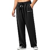 HHZ Men's Cotton Loose Fit Sweapants Baggy Yoga Gym Workout Pants with Pockets Open Bottom Sweatpants Straight Wide Leg