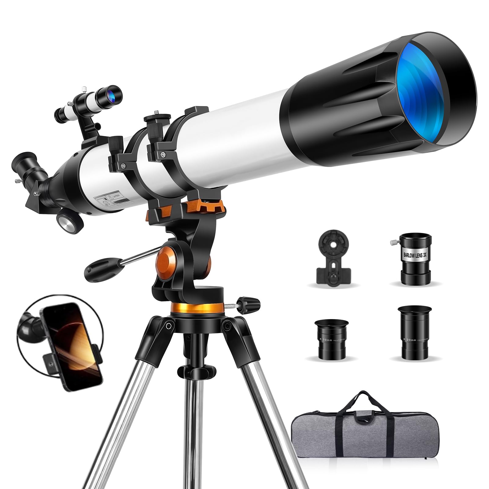 Photo 1 of ***FOR PARTS ONLY/ NON-FUNCTIONAL*** Telescope, Telescope for Adults High Powered, 90mm Aperture 800mm Refractor Telescopes for Adults Astronomy Fully Multi-Coated, Telescopes for Beginners with Phone Adapter, Tripod and Carry Bag