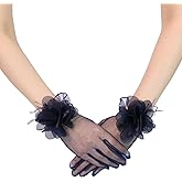 Goiruiya Tulle Short Gloves Floral Tea Party Gloves for Women Wedding Accessories