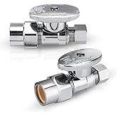 (Pack of 2) Seelink CPVC 1/4 Turn Straight Stop Valve, 1/2" CPVC Pipe x 3/8" OD Compression, Chrome Plated Brass(VALVE073)