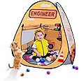 LOJETON 1pc Engineering Car Kids Pop up Play Tent, Ball Pit for Toddlers, Indoor Outdoor Playhouse Castle Toys, Baby Boys Girls for 4 5 6 7 Years Old (Balls Not Included)