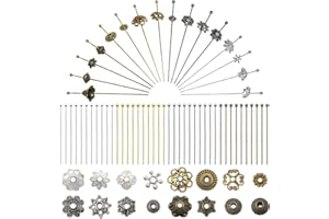 TOAOB THE ONE AND ONLY BABY TOAOB 128pcs 50mm Head Pins for Jewelry Making Brass Ball Head Pins with Spacer Beads 4 Colors for Craft Earring Bracelet Necklace Accessories