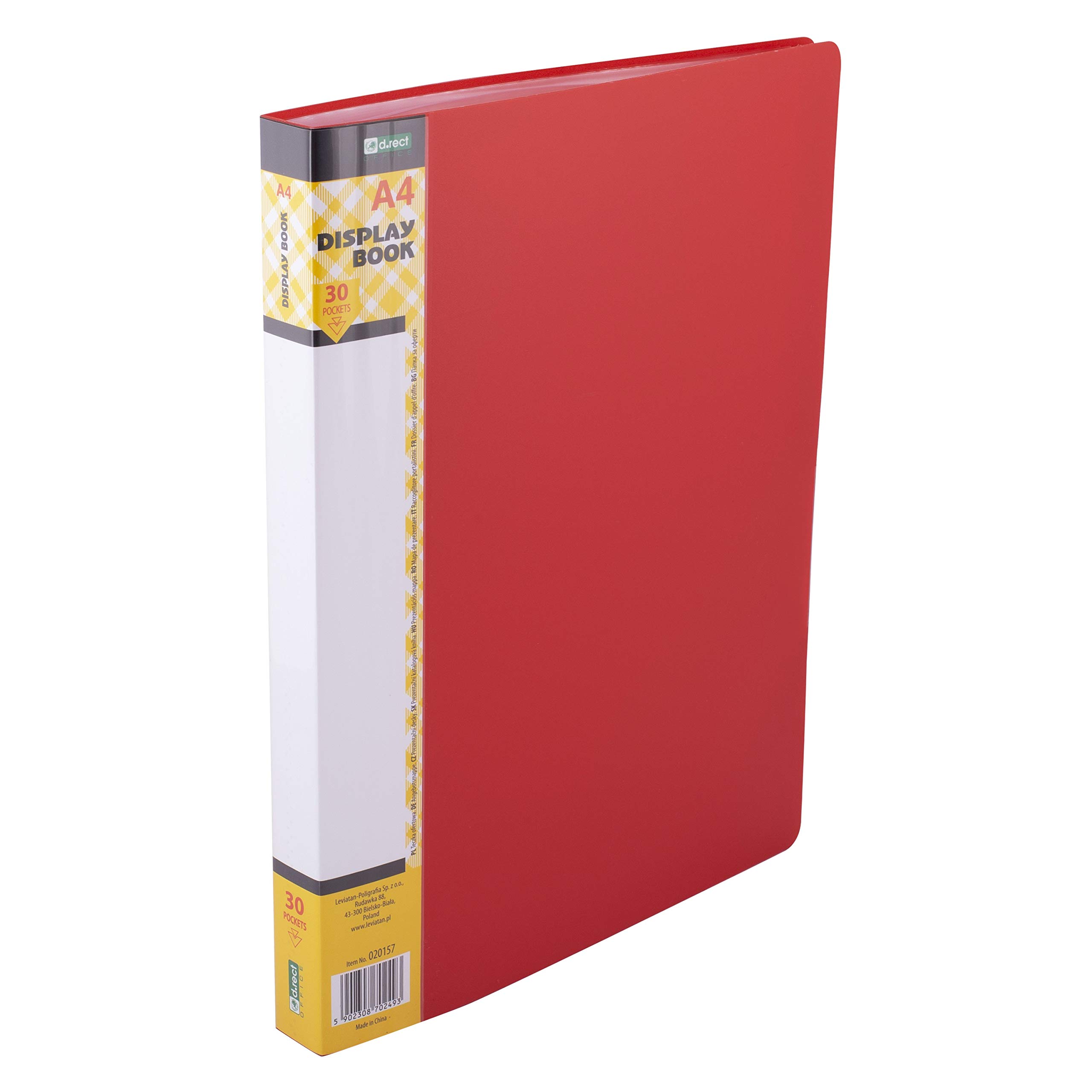 D.RECT Display Book PP A4 30 Sleeves Display Folder Solid Presentation Folder Offer Folder Red