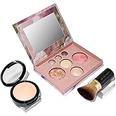 LAURA GELLER NEW YORK Matte Baked Starter Kit - Full Coverage: Double Take Powder Foundation, Porcelain and Best of the Best Face Palette and Retractable Angled Kabuki Brush