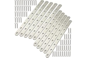 12" Flat Mending Plate 10Pcs Flat Straight Braces Stainless Steel Straight Brackets, Repair Fixing Bracket Connector, Mending