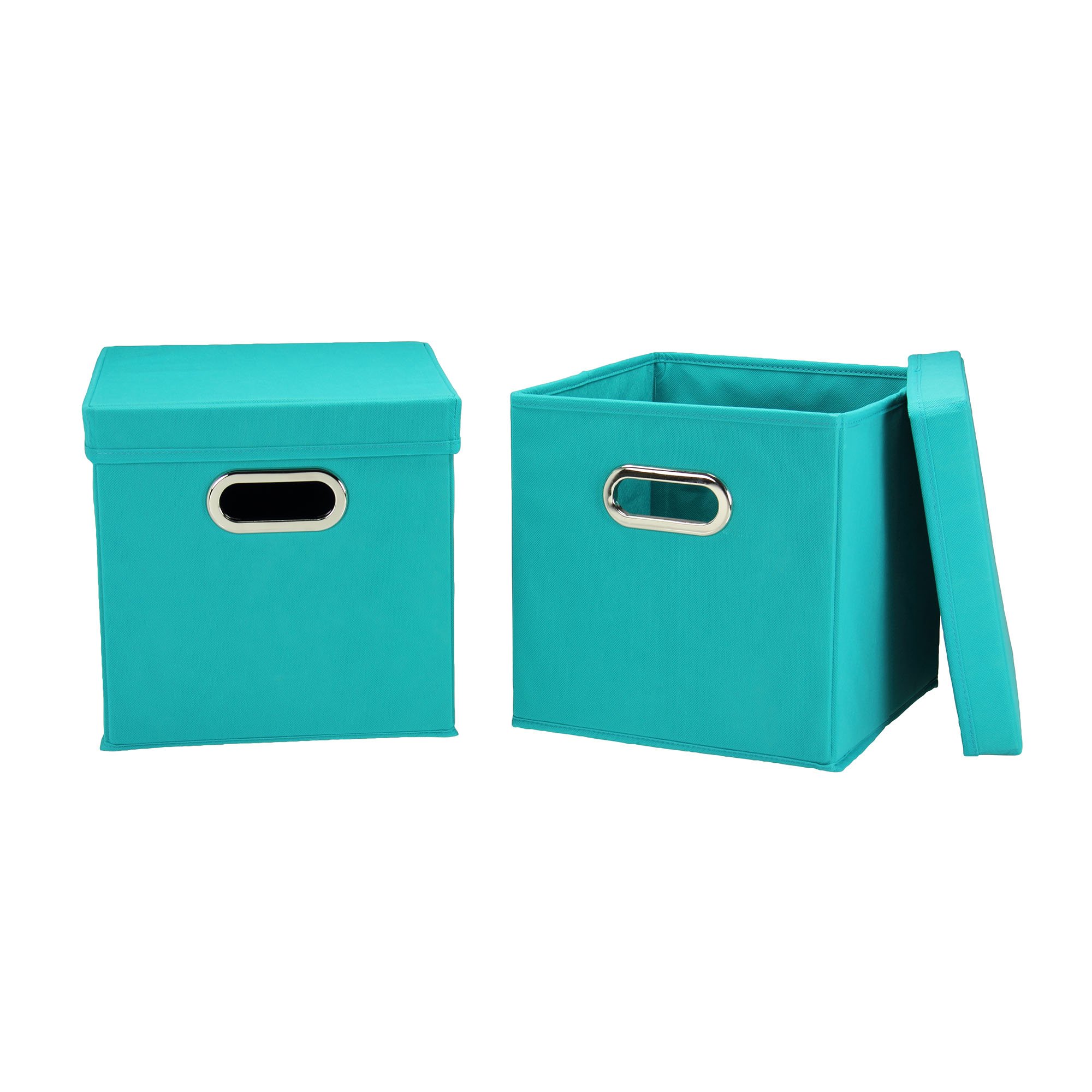 Household Essentials 36-1 Decorative Storage Cube Set with Removable Lids | Aqua | 2-Pack — image 1