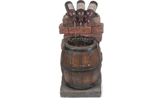 LUXENHÖME LuxenHome 27 Inch Resin Outdoor Water Fountain, Wine Bottle and Barrel Water Fountain Outdoor with LED Lights, Floor Stacked Garden Fountain for Backyard, Outdoor Fountains and Waterfalls Decor…
