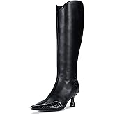 Vepose Women's Knee High Boots, Tall Dress Fashion Pointed Toe Kitten Low Heel Boots with Side Zipper