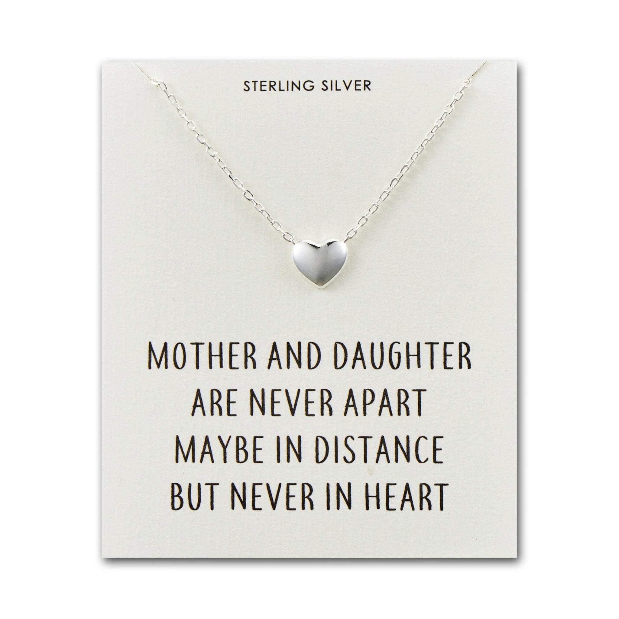 Philip Jones Sterling Silver Mother and Daughter Quote Heart Necklace