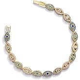 Pearich 14k Gold Filled Tennis Bracelet, Evil Eye Bracelets, Heart Tennis Bracelets, 3MM Cubic Zirconia Bracelets for Women, Gold Bracelets For Women