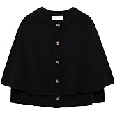 Hvewarm Womens Fall Knit Cape Cardigan Cropped Button Down Short Sleeve Shawl Sweater