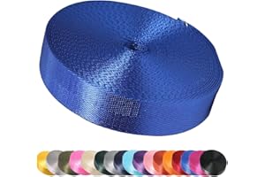 Devobunch 1 Inch Nylon Webbing Strap, Heavy Duty Nylon 10|25 Yard Webbing Roll, Durable Nylon Strapping for Indoor or Outdoor Gear, DIY Crafting, Repairing, 18 Vibrant Colors