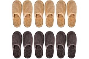 OUREAMOD 6 Pairs Spa Slippers for Men and Women Fleece Non Slip Disposable Slippers Bulk Pack for Guest,Travel,House, Indoor, Bedroom, Spa, Shoeless Home,Hotel,Wedding Bride Slippers,Washable and Reusable