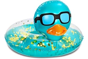POZA Inflatable Duck Pool Float Tube- Heavy Duty Vinyl UV Resistant Confetti Pool Duck Floatie, Animal Pool Float Swim Ring Pool Inflatables for Kids and Adults for Beach, Party, Vacation