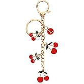 Popizard Cherry Purse Charms Keychain - Red Cherry Alphabet Letter Key Chain, Bag Charms Wallet