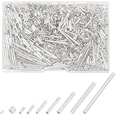 Arricraft 1146 Pcs Glass Metallic Silver Bugle Seed Beads, 9 Sizes, Cylindrical, Loose Beads for Jewelry Making, Embroidery, Woven Work, Clothing Accessories, Gifts, Wedding Decorations