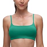 CRZ YOGA Butterluxe Adjustable Spaghetti Strap Sports Bras for Women - Scoop Neck Wireless Padded Yoga Workout Crop Top