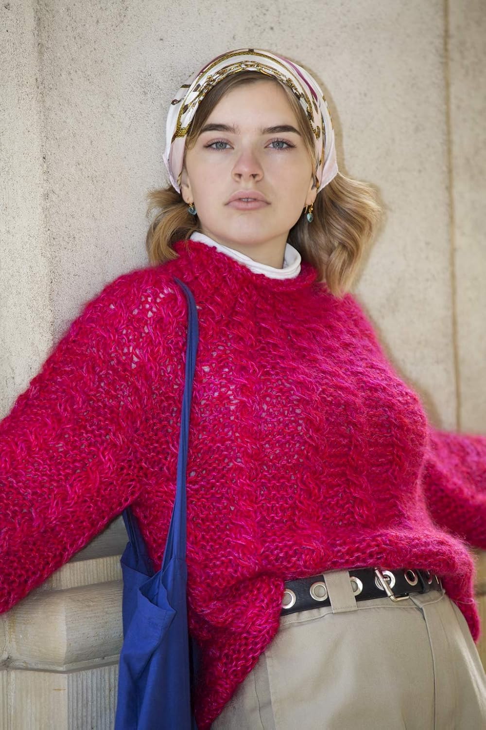 DesignEtte Knitting Kit Girl on Fire 100 Percent Mercerized Egyptian Cotton Superkid Mohair Silk and Shetland Wool Blend 2X 3X-Large Red/Pink No-s-2719 - Image 3