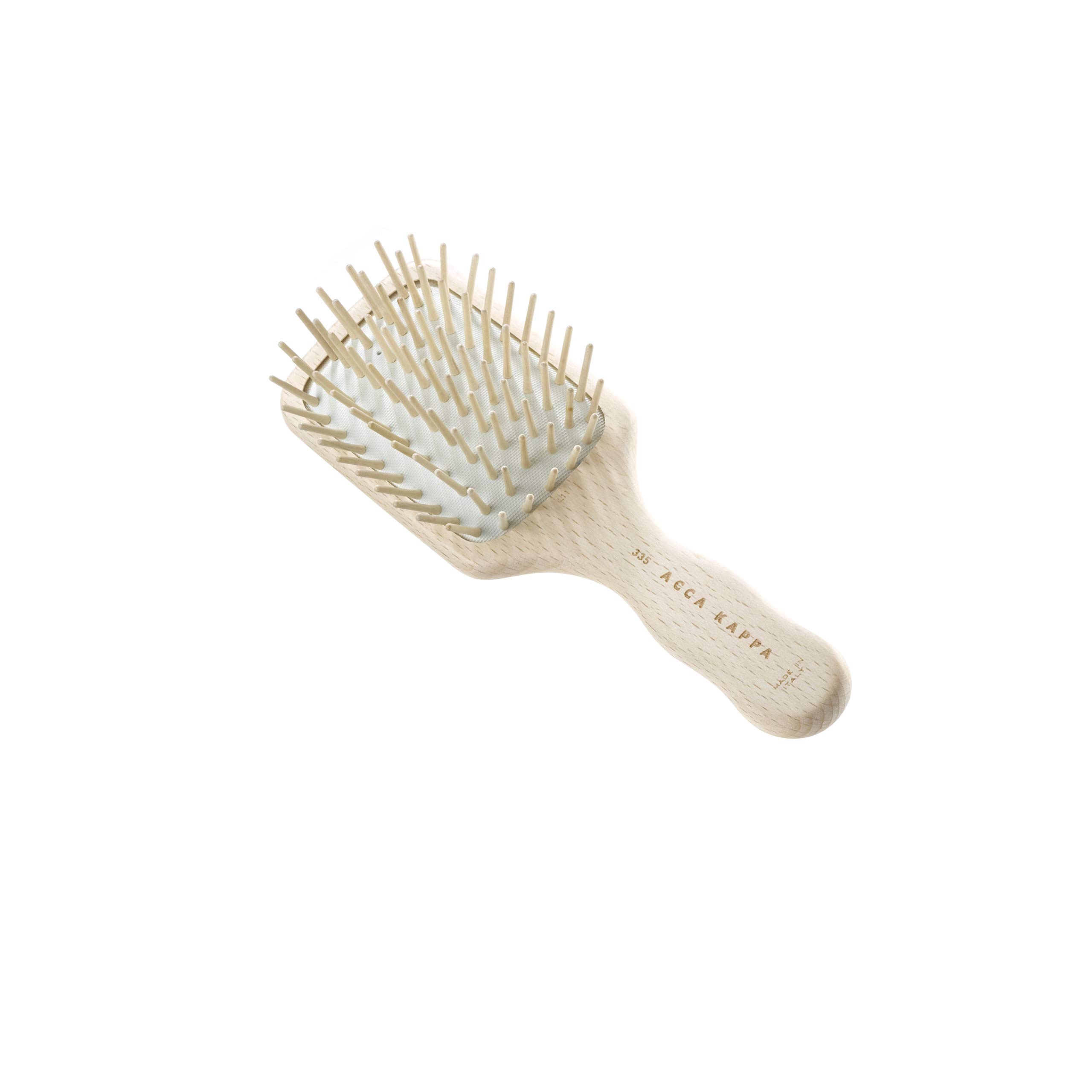 Acca KappaNatural Paddle Hair Brush Travel Size Wooden Pins Beechwood Anti-Static Scalp-Massage Detangler