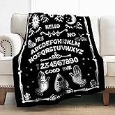 Levens Ouija Board Blanket Gothic Witch Gifts for Halloween Christmas, 50"x60" Horror Spooky Sun Moon Skeleton Skull Witch Tarot Throw Blanket for Women Kids Goth Birthday Gifts for Fortune Tellers