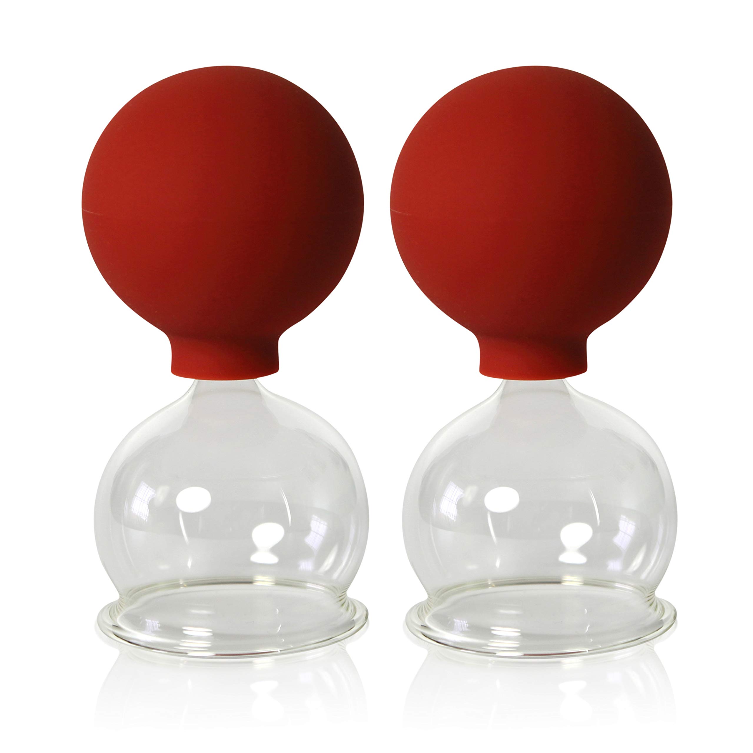 Set of 2 Lauschaer Glas Cupping Glasses with Ball, 50 mm for Expert, Medical, Fireless Cupping, Cupping Glass, Cupping Glasses
