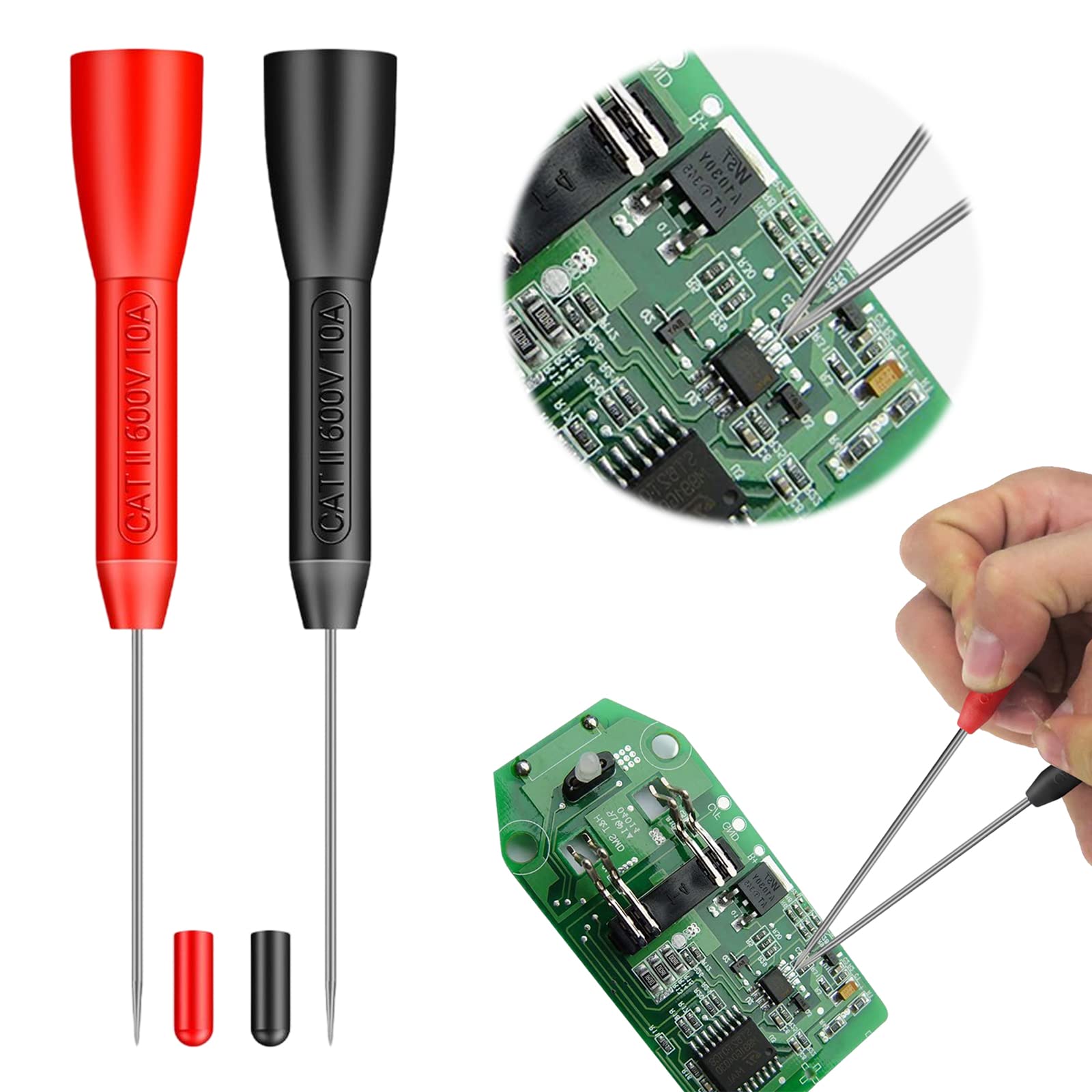 Universal 2mm Multimeter Probes Needle Test Probe Copper Probes Test Lead Probe Multimeter Piercing Needle 600V/10A Non-Destructive Multimeter Test Silicon Back Probe Pin for Leads tl71 tl75 (2Pcs)