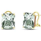 Galaxy Gold GG 14k Solid Gold French Clip Earrings Green Amethysts