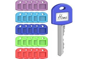 Uniclife 25 Pcs Key Covers Caps, 1" Key Identifiers with Labels, Soft Stretchy Keys Covers for House Keyes, Cute Protectors f