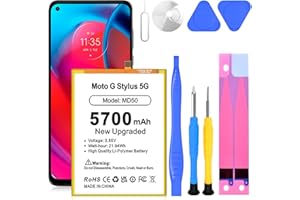 KOOAQQ Moto G Stylus 5G Battery, [2025 Upgraded] 5700mAh MD50 Ultra High Capacity Li-Polymer Battery Replacement for Moto G Stylus 5G 2021 XT2131 with Repair Tool Kits