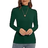 DSPSAM Mock Turtle Neck Long Sleeve Pullover High Neck Undershirt Slim Fit Basic Casual Tee Tops